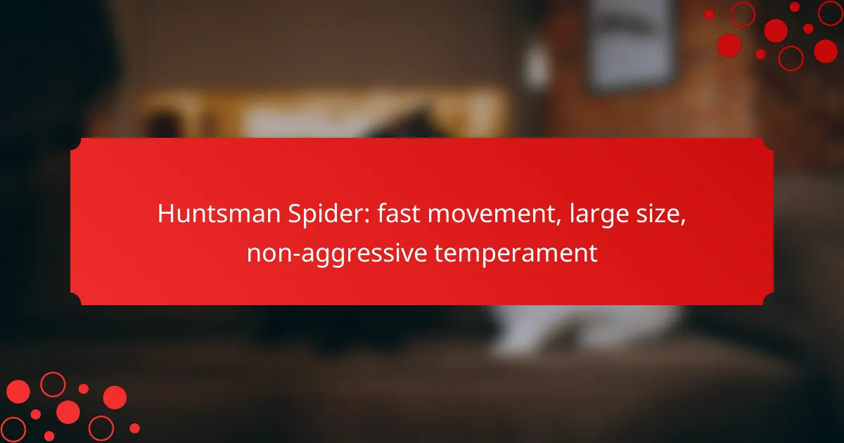 Huntsman Spider: fast movement, large size, non-aggressive temperament