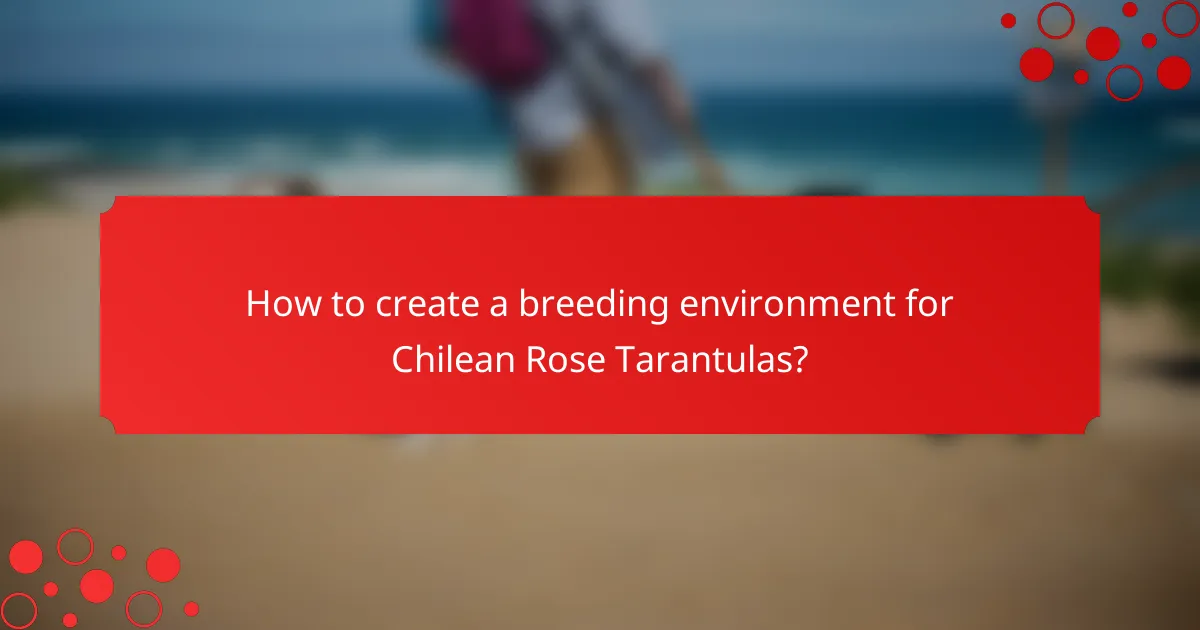 How to create a breeding environment for Chilean Rose Tarantulas?