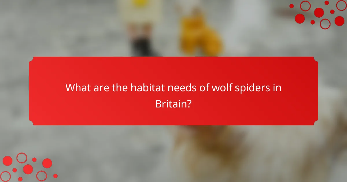 What are the habitat needs of wolf spiders in Britain?