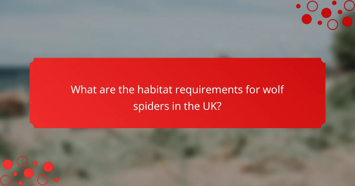 What are the habitat requirements for wolf spiders in the UK?