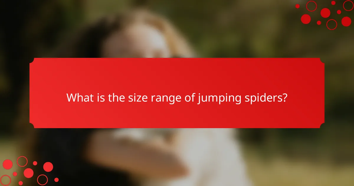 What is the size range of jumping spiders?